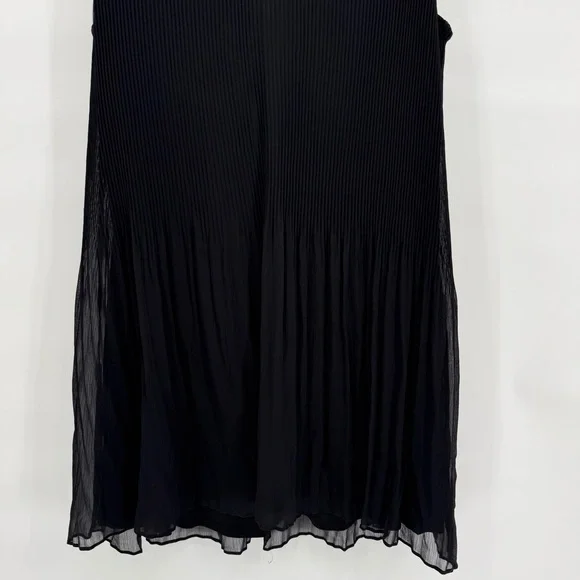 Nine West Pleated Chiffon V Neck Sleeveless Dress Lined Flowy XL Goth Flapper - Picture 3 of 13